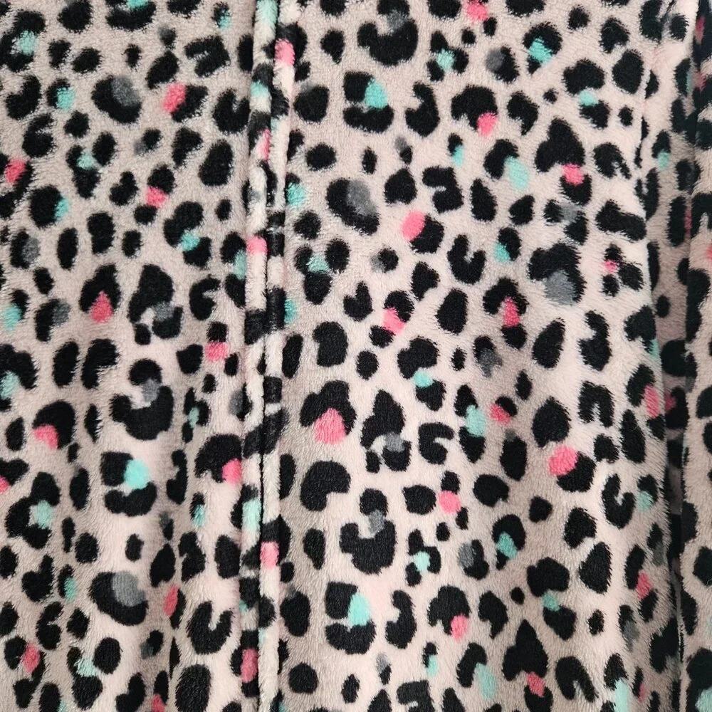 Children's Place Adult Pink Leopard Fleece One Piece Medium Pajamas